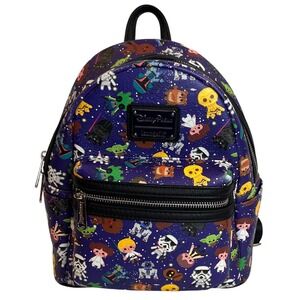 Loungefly Disney Parks Star Wars Chibi Mini Backpack Purple Galaxy WDW DL
